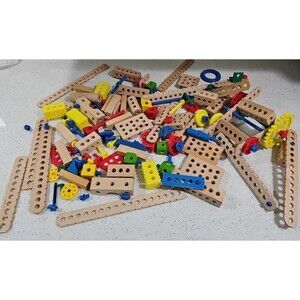 BRIO MEC Construction Set Wood Plastic Building Toys Tools STEM Collectible Vtg